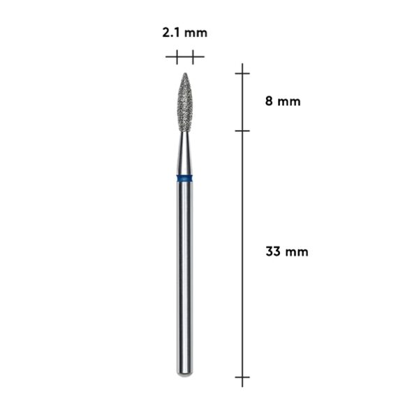 Diamantová fréza plamen ostrý STALEKS PRO EXPERT 2,1 × 8 mm modrá - Image 2