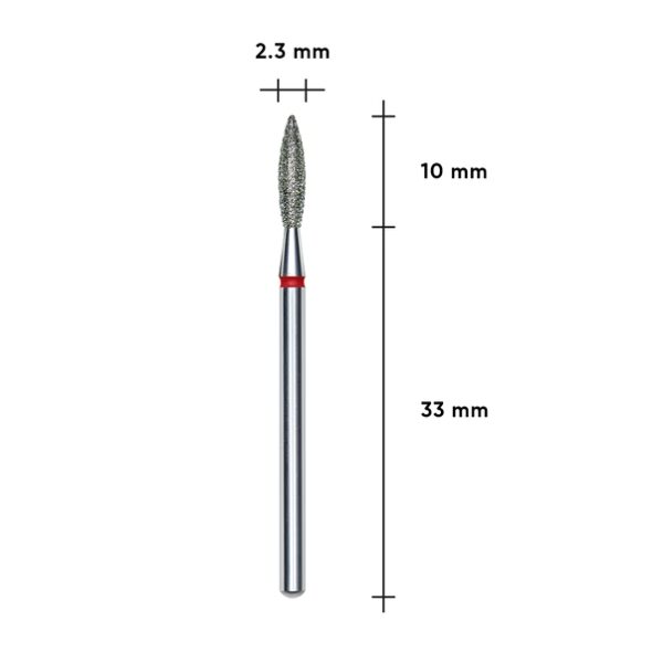 Diamantová fréza plamen STALEKS PRO EXPERT 2,3 × 10 mm červená - Image 2