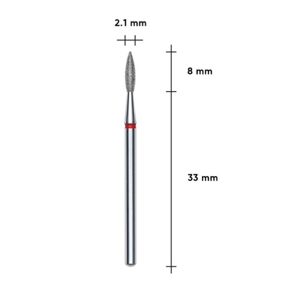 Diamantová fréza plamen ostrý STALEKS PRO EXPERT 2,1 × 8 mm červená - Image 2