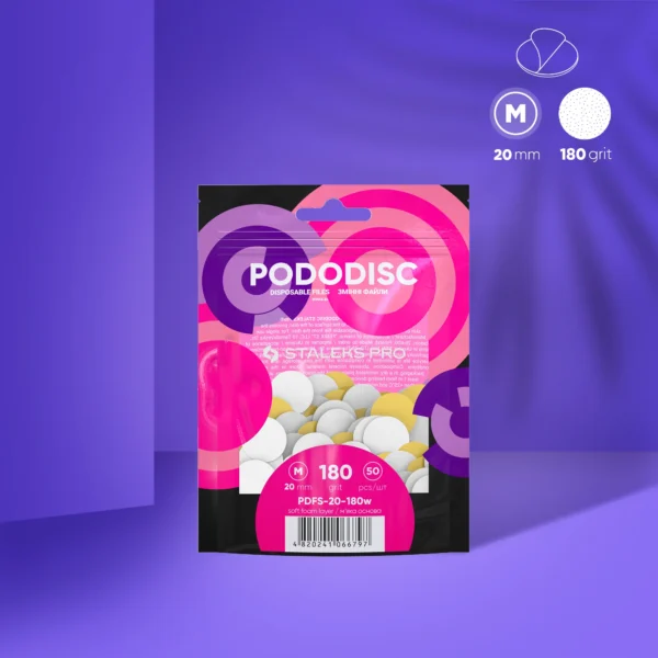 Bílé jednorázové pilníky s měkkou pěnovou vrstvou na pedikúru PODODISC STALEKS PRO M (50 ks) - Image 3